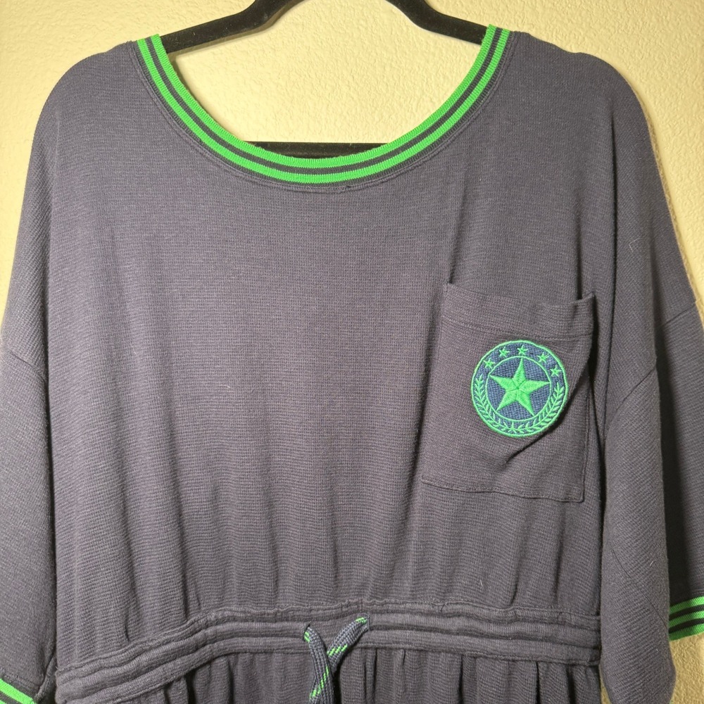 Anthropologie Navy Star Pocket Drawstring Waffle Knit Romper One Piece XL NWT - Picture 9 of 15